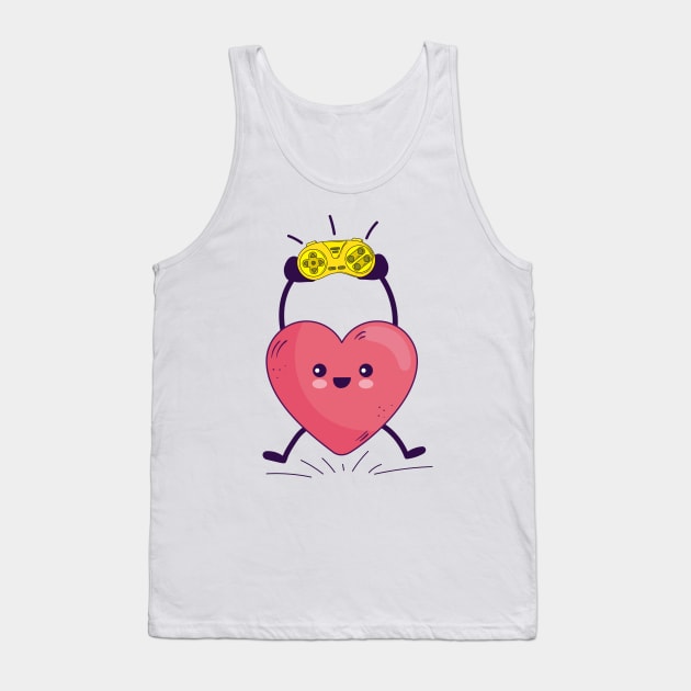 Funny Heart Gaming Valentines Day Men Women Boys Girl Gamer Tank Top by jexershirts